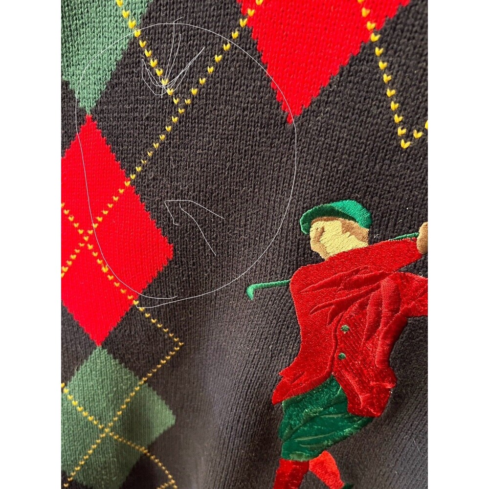 Pringle of Scotland Sweater Mens Sz L Golf Argyle Embroidered Golfer Vintage - Picture 9 of 9